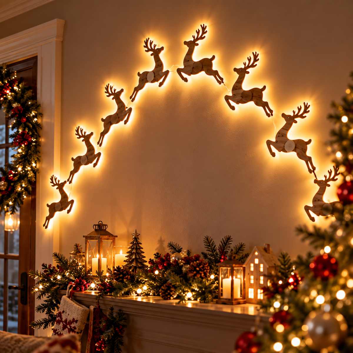 Christmas LED Reindeer Wall Decor