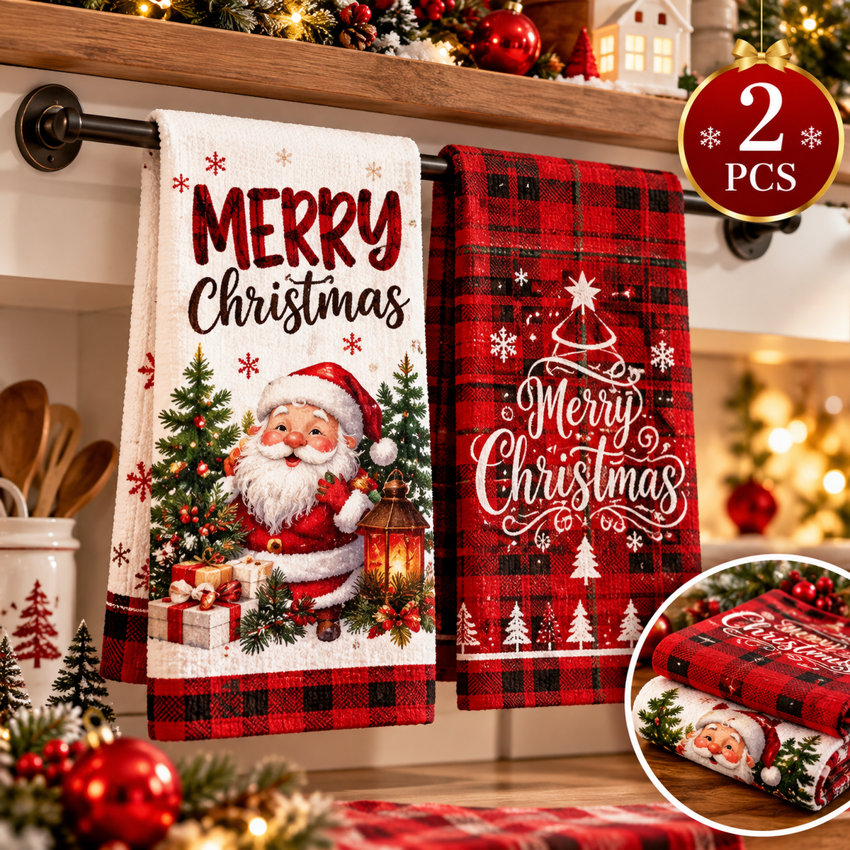 Christmas Buffalo Plaid Kitchen Towels